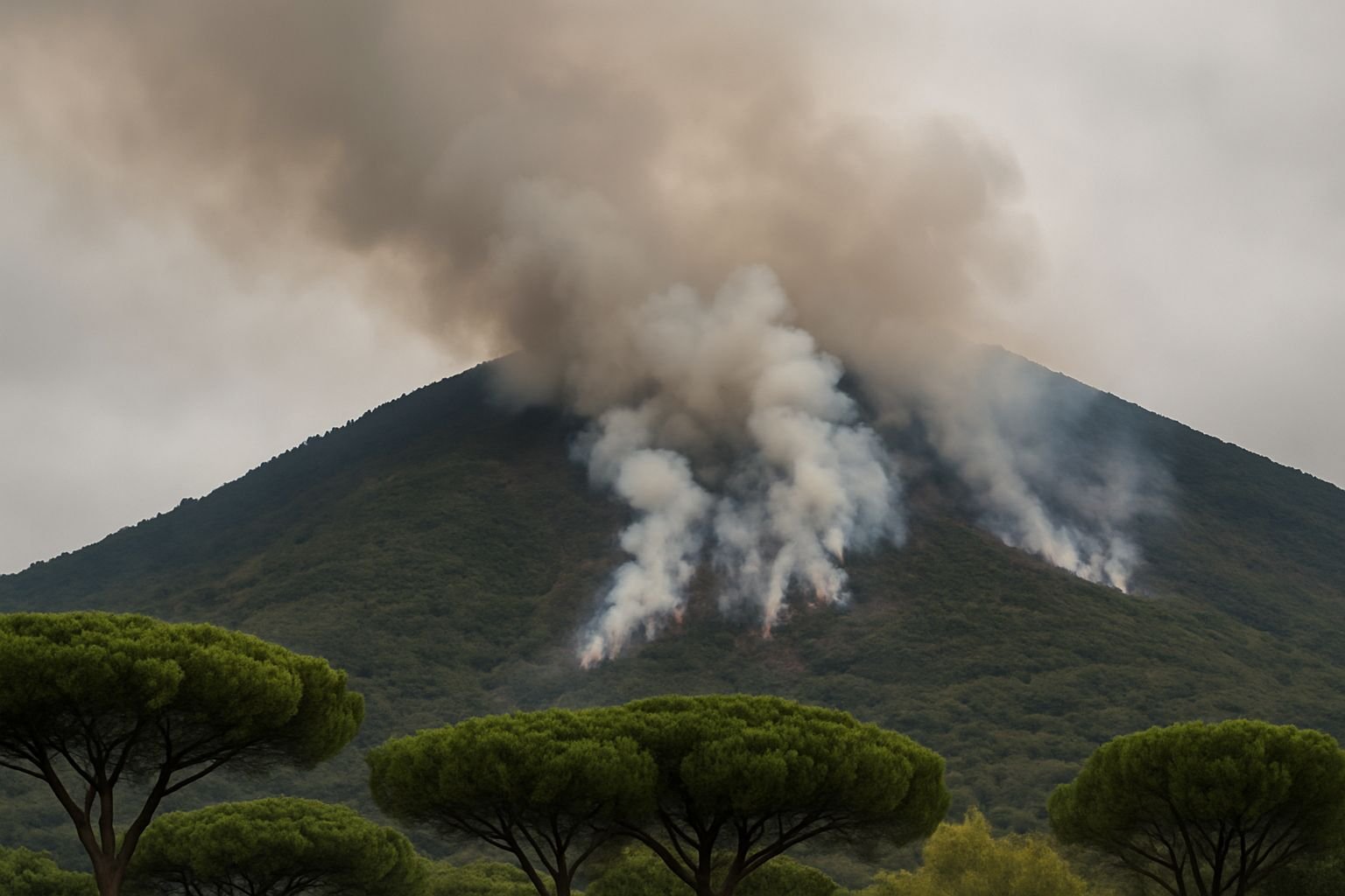 Roghi sul Vesuvio: maxi schieramento di vigili del fuoco e Canadair